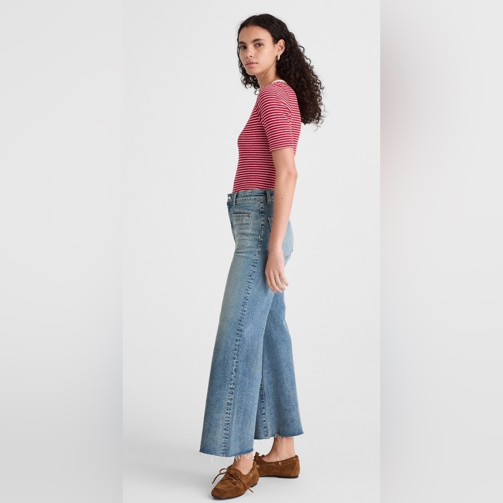 NEW Madewell Flared Wide-Leg Crop Jeans NWT Shalimar Wash - Picture 3 of 5